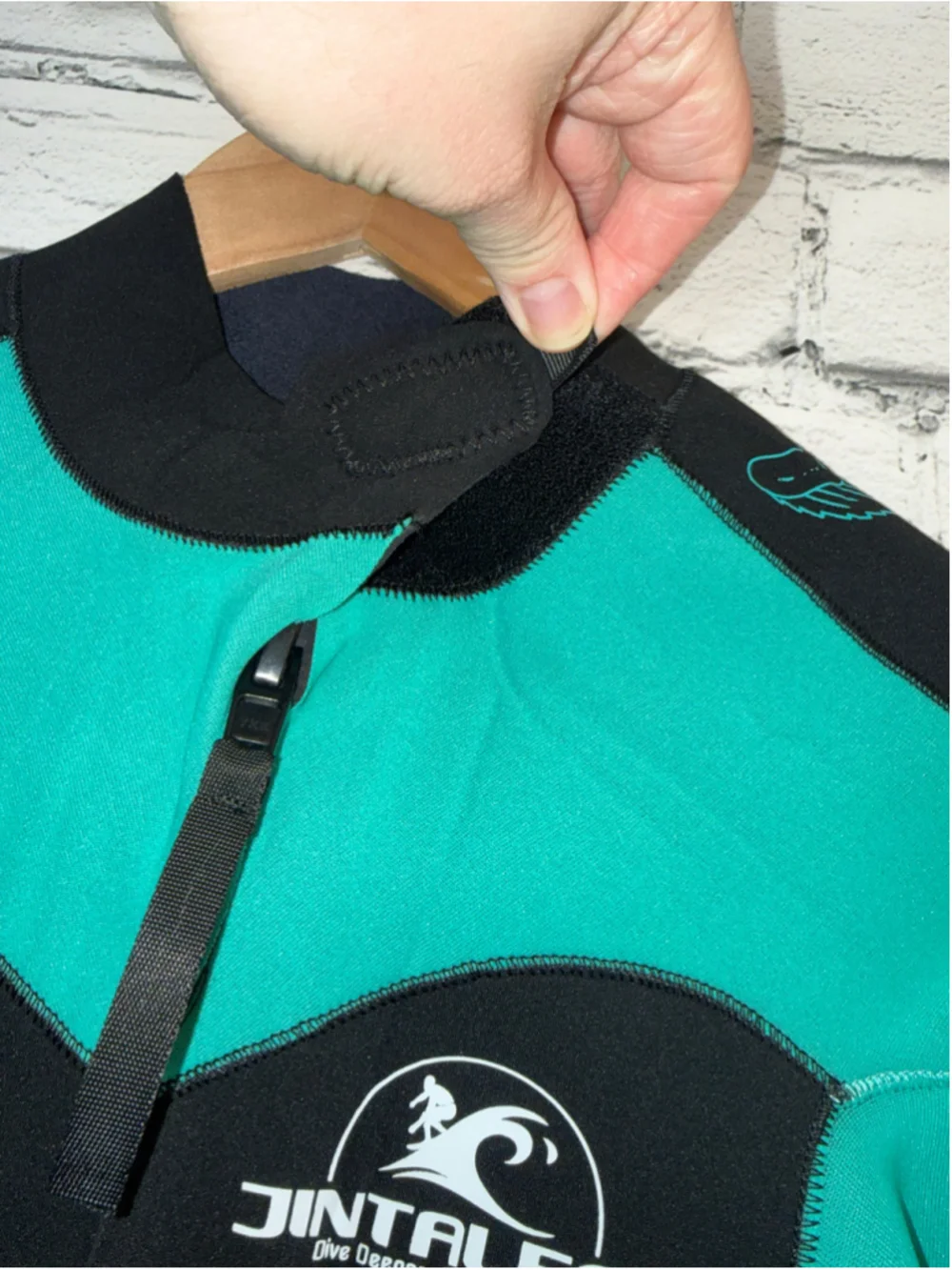 Women's Jintaleco Wetsuit One Piece Swimsuit Black Teal Neoprene Cold Water NWOT